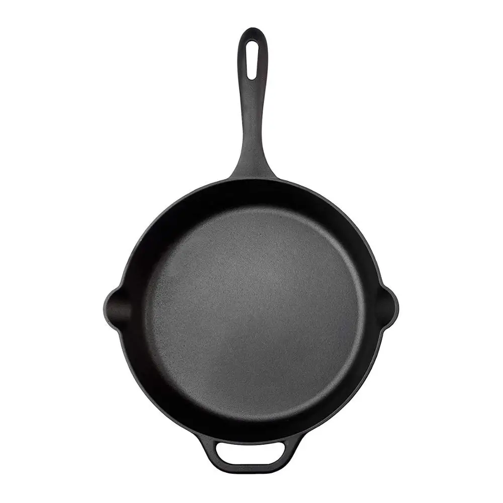 12 Inches  Cast Iron Skillet. Large Frying Pan with Helper Handle