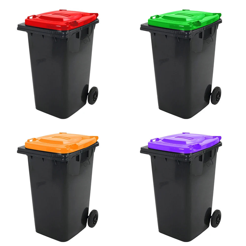 Rectangular Hazardous 64 96 Gallon 20L 50L 50 80 120 Liter Plastic Trash Can Waste Bin With Wheels Combo Set