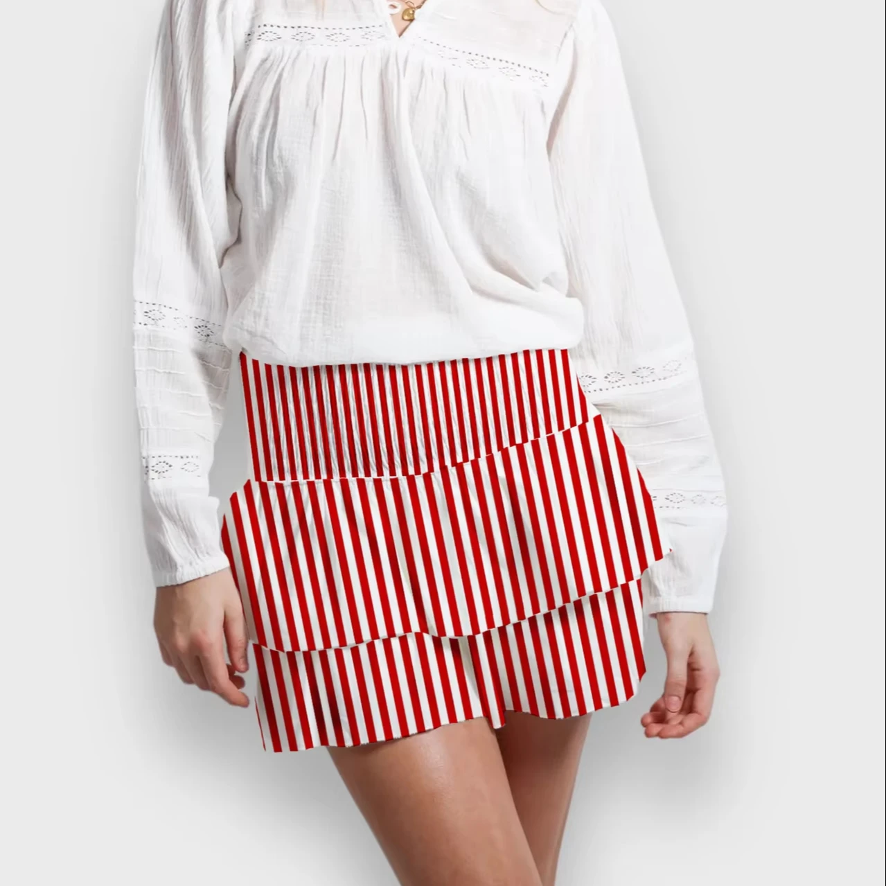 King Mcgreen Star Women Summer Tiered Skirt Vintage High Waist Pleated Y2k Girl Boho Vacation Beach A-line Short Mini Skirt