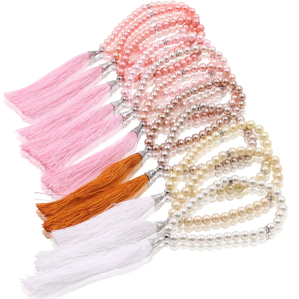 Мусульманский Розарий Tasbih жемчужное ожерелье с мусульманскими молитвенными бусинами 6 мм 8 Withe 99 бусины Eecklace