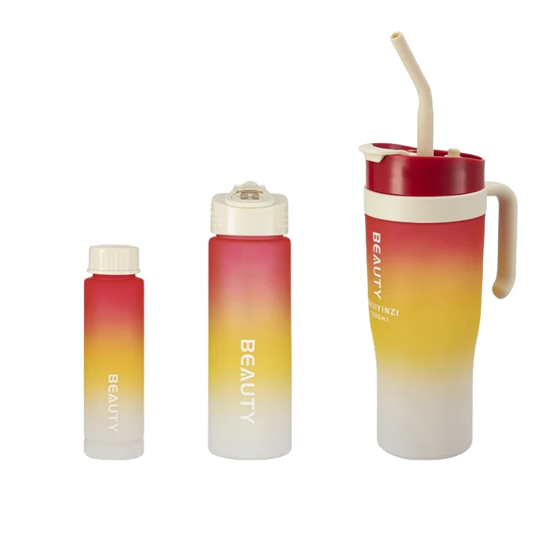 Wholesale Custom 3 In 1 Direct Drinking Plastic Sport Water Bottles With Straw And Handgrip