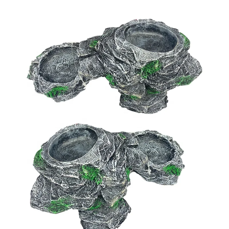 Aquarium decoration resin double feeding basin large terrace ladder turtle tank landscape crafts
