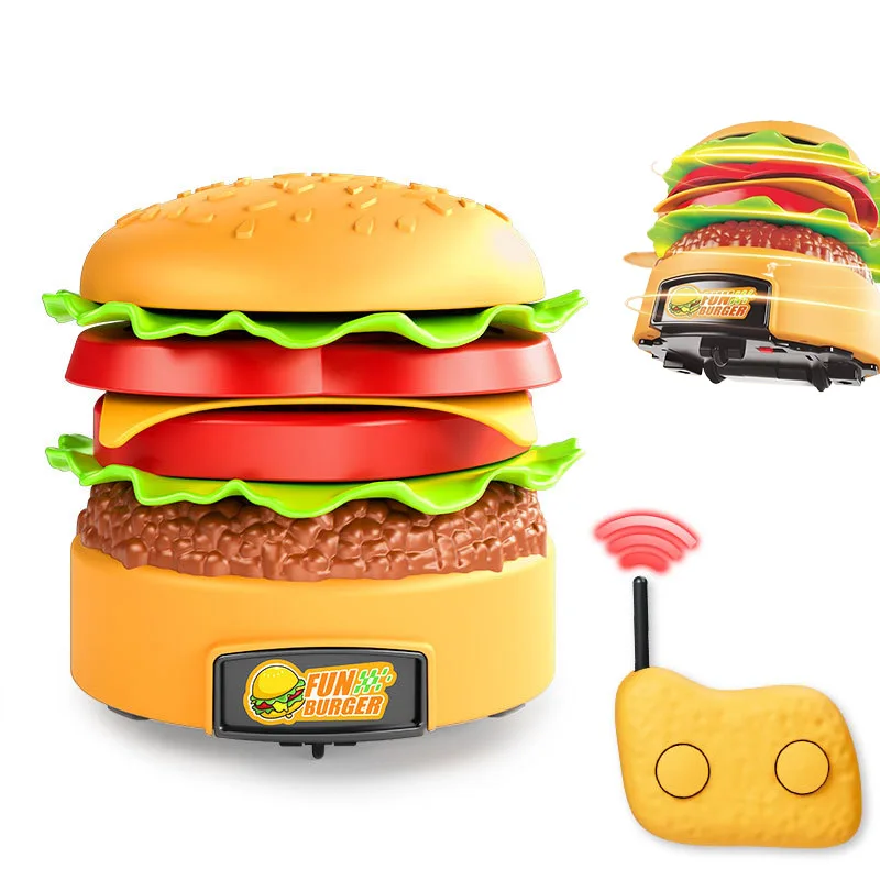 AiJH Hamburger Rc Car Interesting Gameplay Toys 360 Degree Rotation Cartoon Remote Control Car For Children