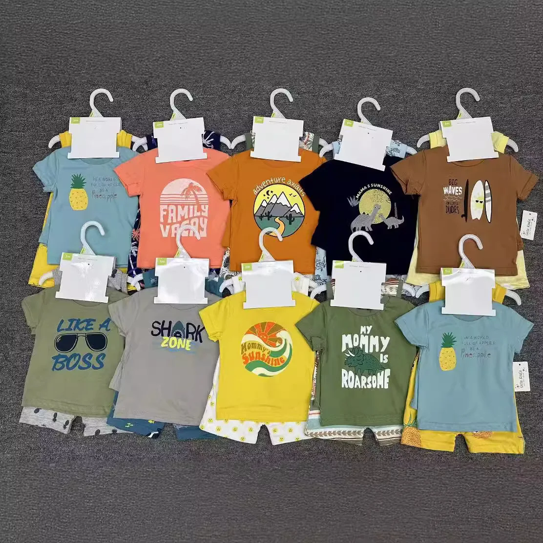 Brand New Wholesale Apparel Stock New Born Boys Clothes 0-24M Summer Girl T-shirt Cotton Clothes Online Baby Clothes Set