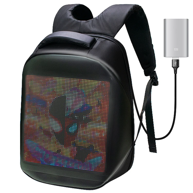 Waterproof Led Lights Wifi Smart Advertising Display Screen Laptop Led Backpack