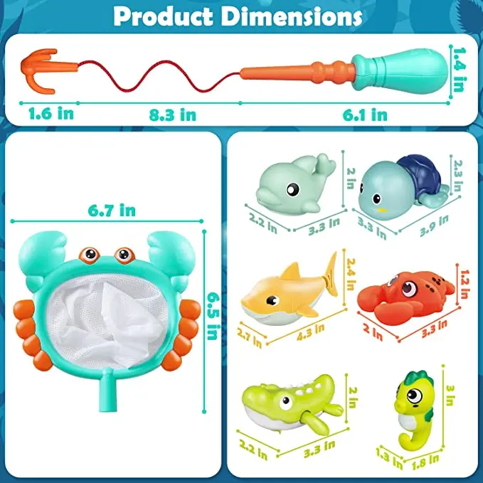 Игрушки для ванны игры рыбалки с рыбной сеткой Детские водные игрушки бассейна детей