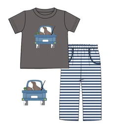 2022 Hot sale boy sets clothes hunter duck children applique outfits online customization kids baby clothing