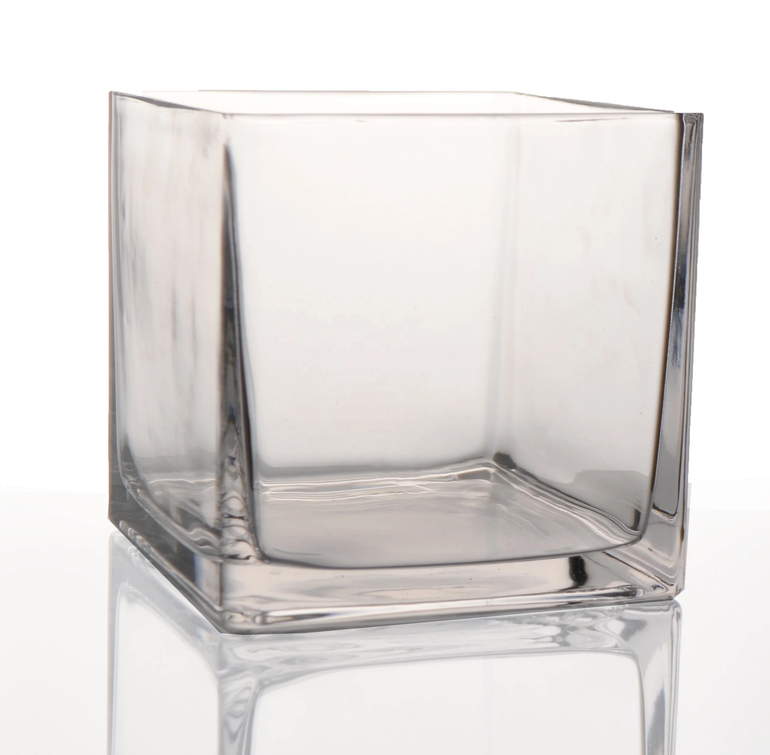 Aeofa machine made glass cube cylinder square vase cheap price crystal glass flower plant pot indoor herb planter