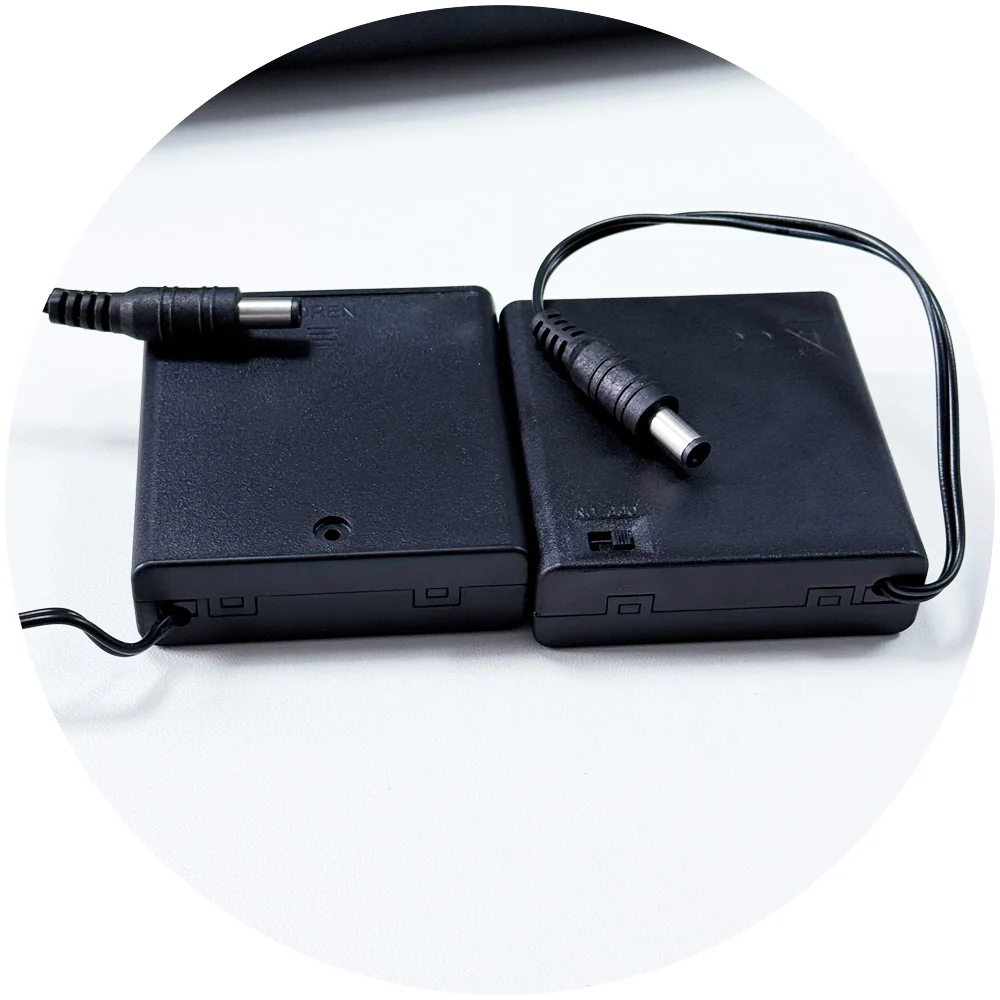 2.1x5.5mm DC Male Connector plug 4*1.5AA 5V 6Vbattery holder case box with on/off switch and cover for led neon