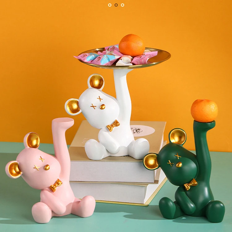 New styles resin bear statues bear tray animal storage resin bears for table decoration wedding