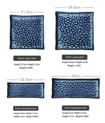 Japanese reactive plate Creative Dinnerware rectangular plate sushi plate Large kiln change ceramic for high-end restaurant