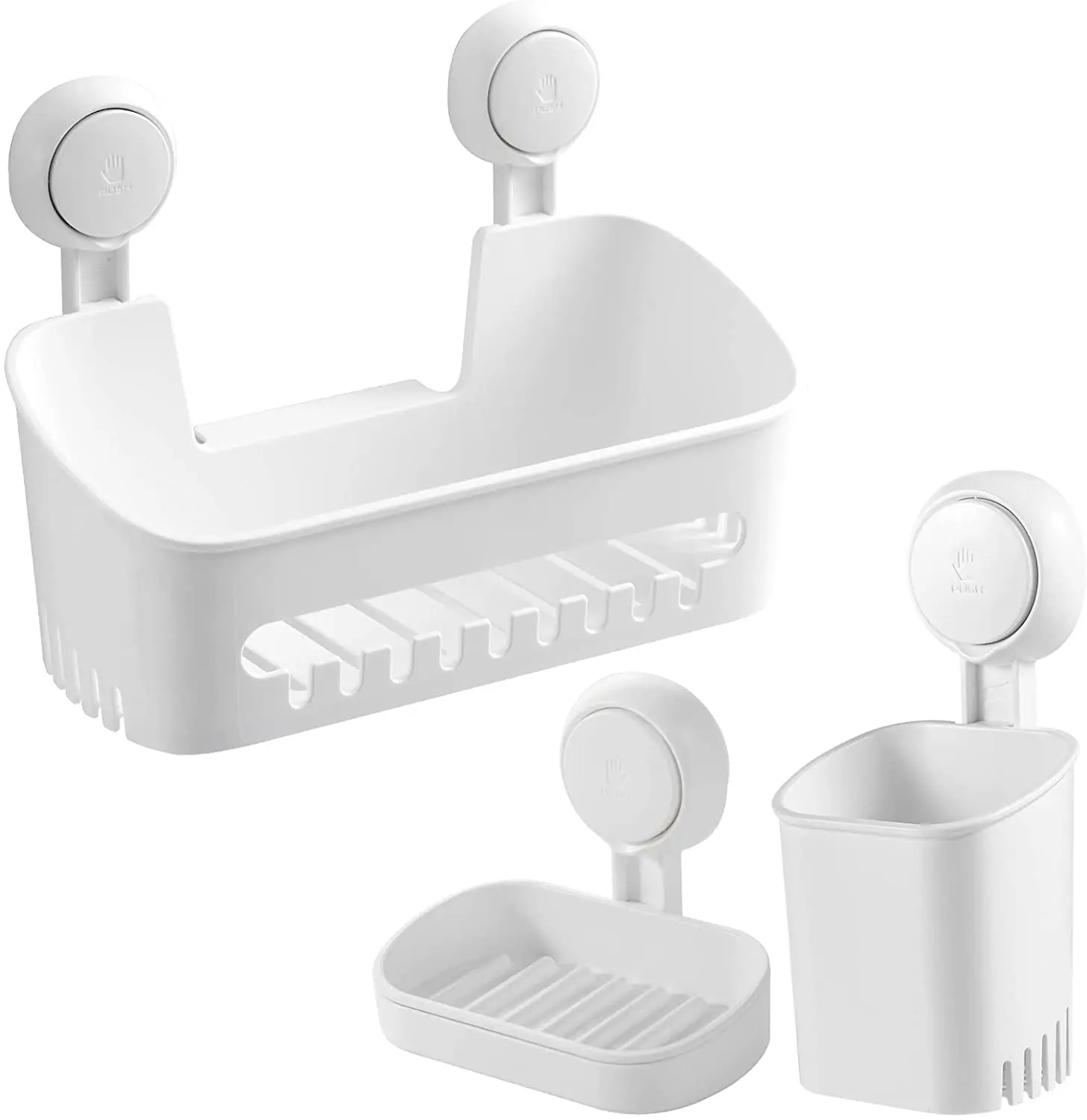 Shower Caddy Suction Cup Set Shelf Shower Basket One Second Installation NO-Drilling Removable Suction Shower Organizer