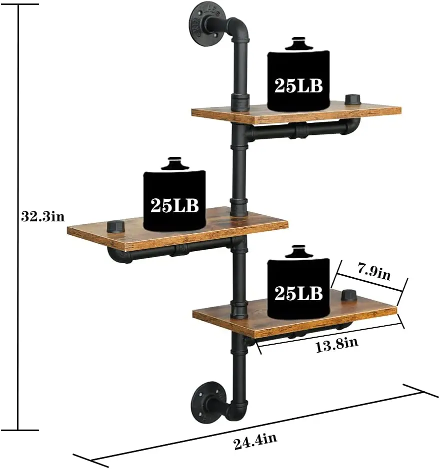 3/4 inch black cast iron pipe fittings 4 holes floor flange for decoration Wall Mounted Metal Floating Shelves