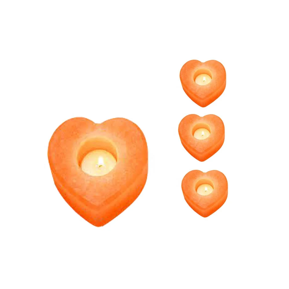 Heart Shape Tea Light Pack of 2 Light Pink Salt Candle Holder from Sian Enterprises Other Candle Holders Lanterns & Candle Jars