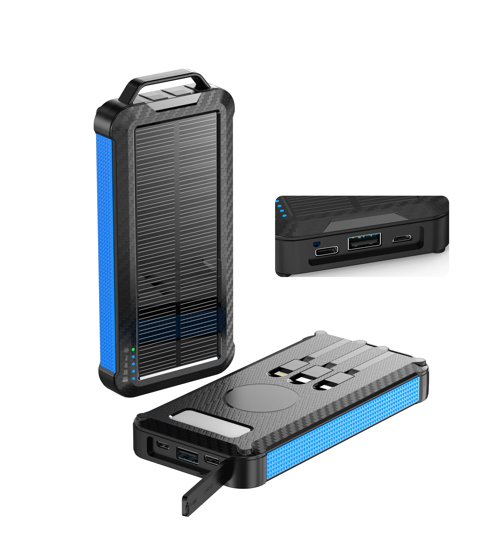 Carregador De Painel Solar Magsafe Charger Powerbank Solar Energy 10000mah Power Bank Phone Backup Charger with Built-in Cable