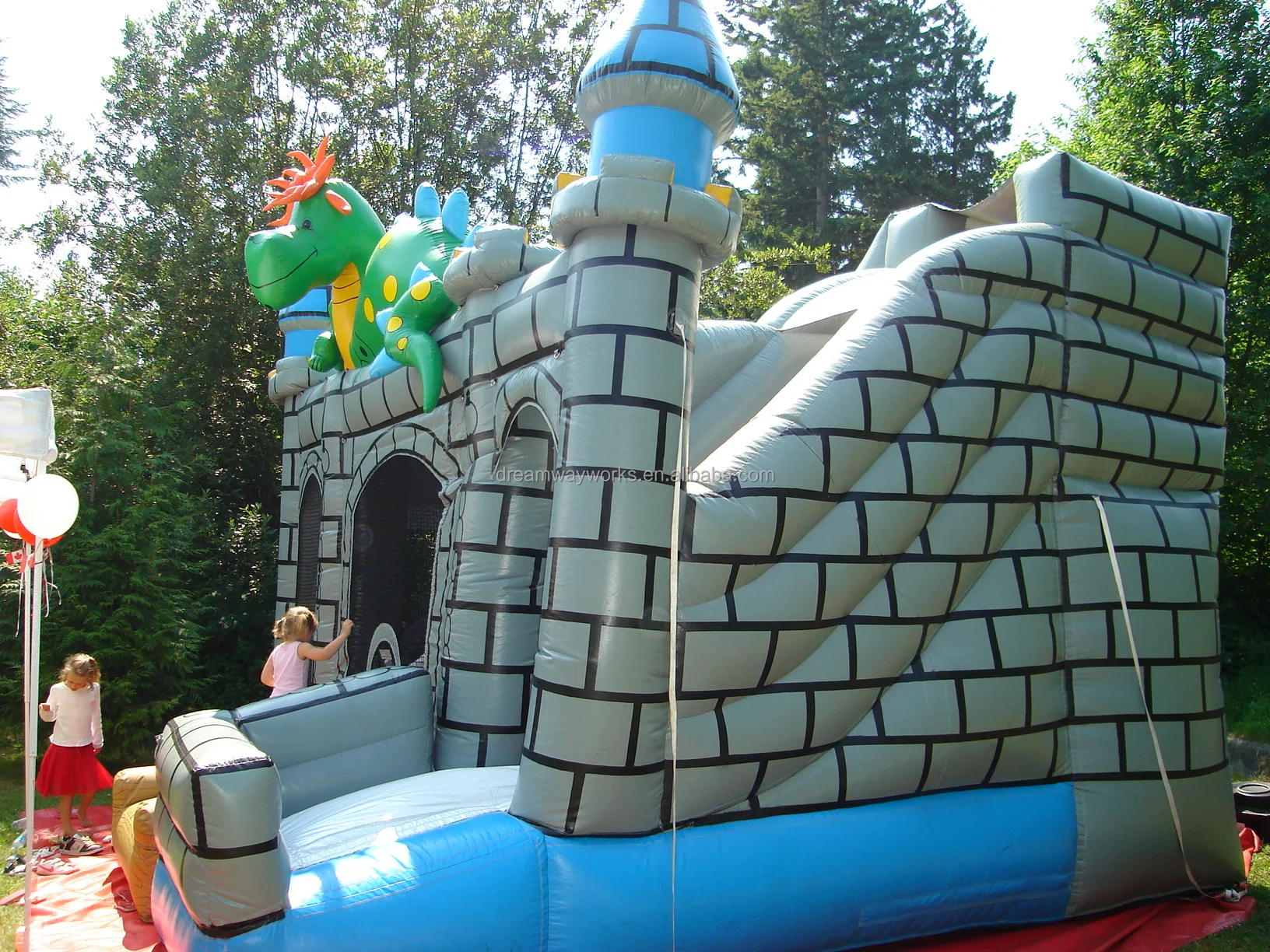 commercial PVC inflatable bouncers for kids, outdoor inflatable dragon bouncy castle for sale