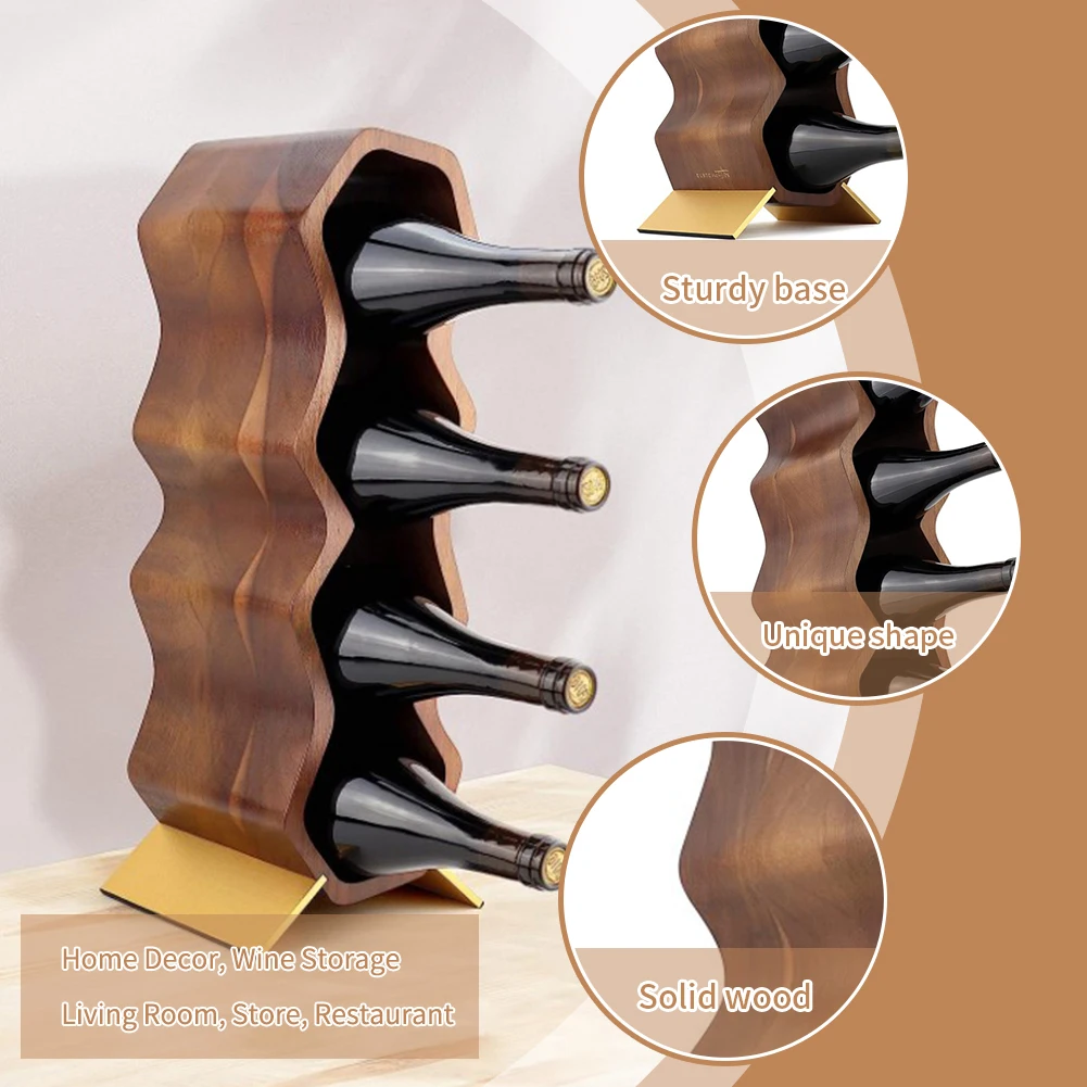 Modern Wood Wine Racks Countertop Free Standing Shelf  Wine Bottle Holder for Home Bar Tabletop floating shelves