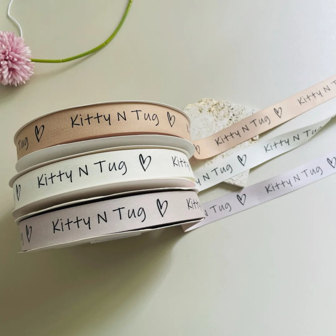 Wholesale Custom Logo Cotton Ribbon Gold Foil Grosgrain Printed Gift Wrap Ribbon