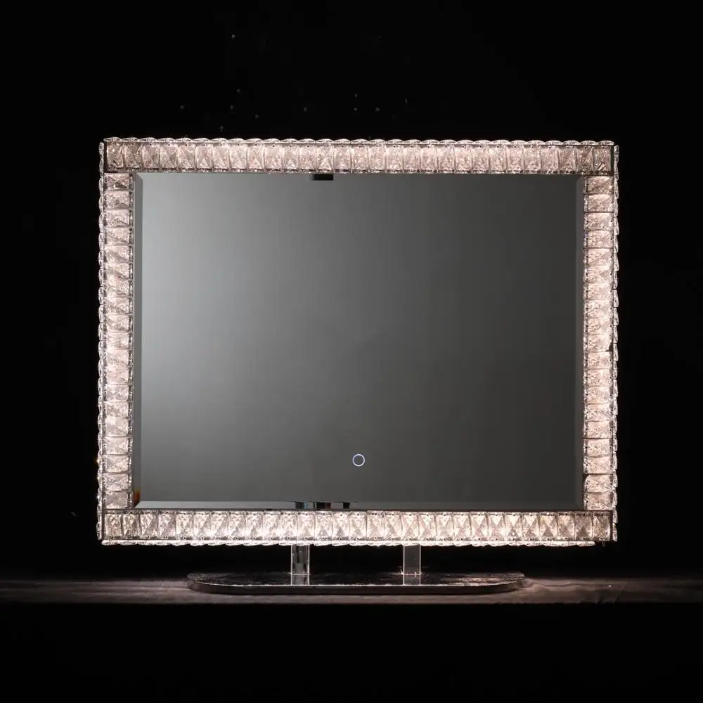 Rectangle Shape Wall Mounted Crystal Vanity Mirror for Home Deco & Make-up