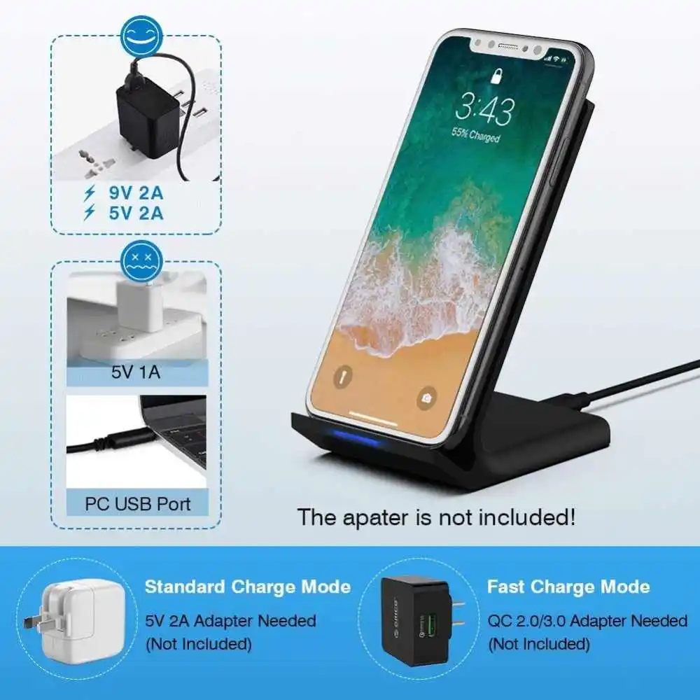 
2020 15W Qi Wireless Charger For Samsung S10 S9 Note 10 9 10W Fast Charging Stand For iPhone 11 Pro XS XR X 8 USB C Quick Charge 