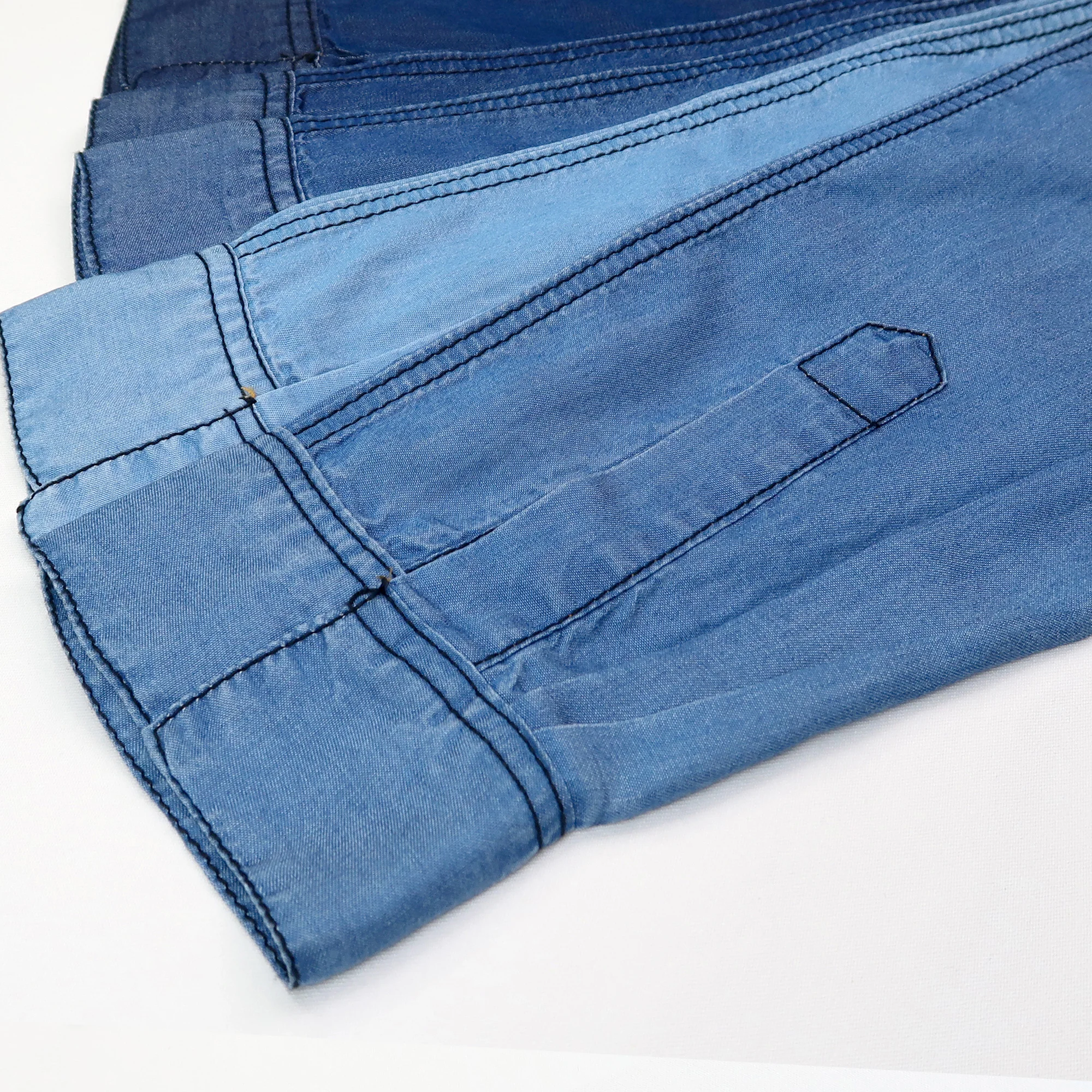 
Ladies Chambray Garments Light Denim Fabric Textile Blouse Tencel Fabric 