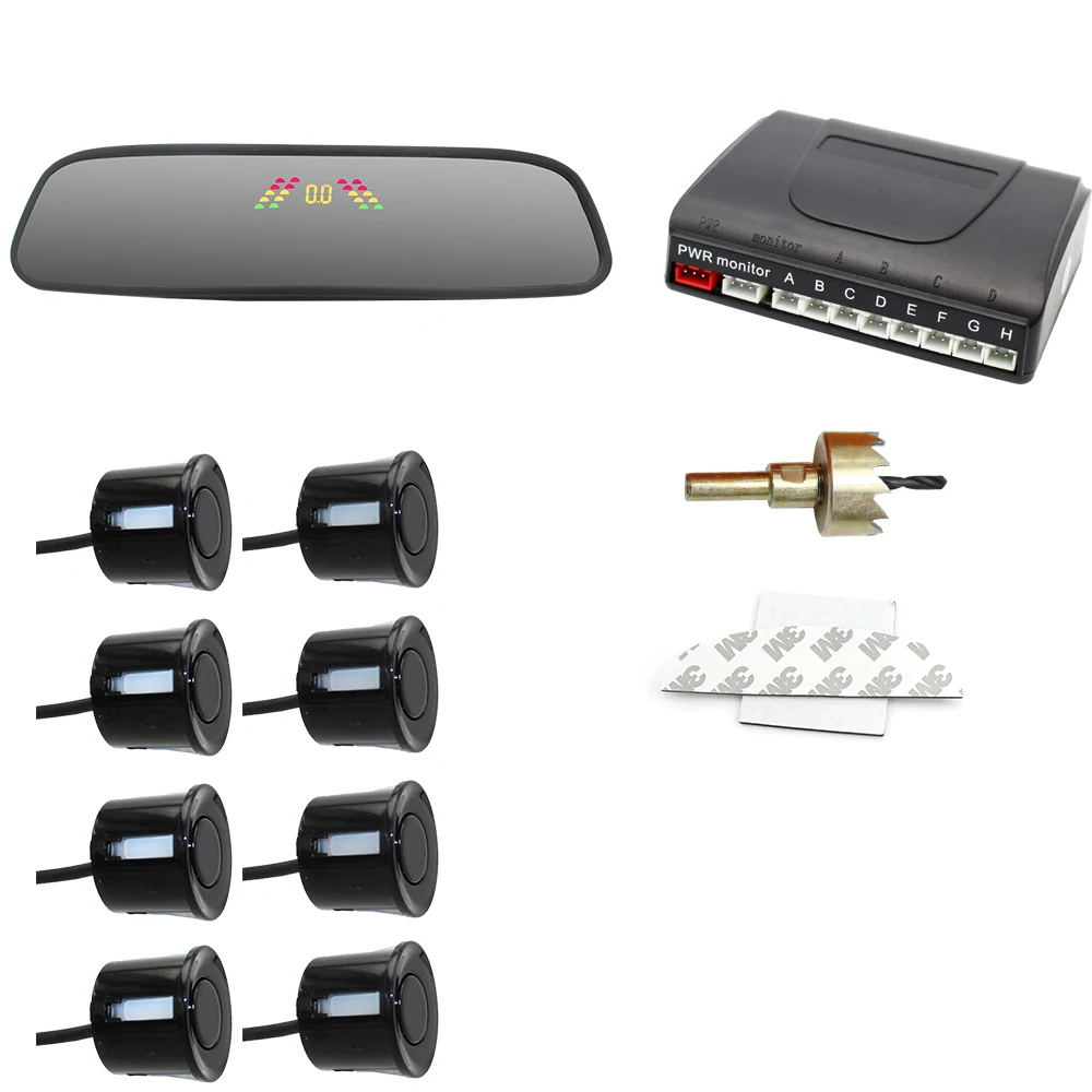 Wholesale Car Parking Sensor Mirror Monitor LCD Display With 8 Sensors 22mm Reverse Backup Assistance Radar Parking System