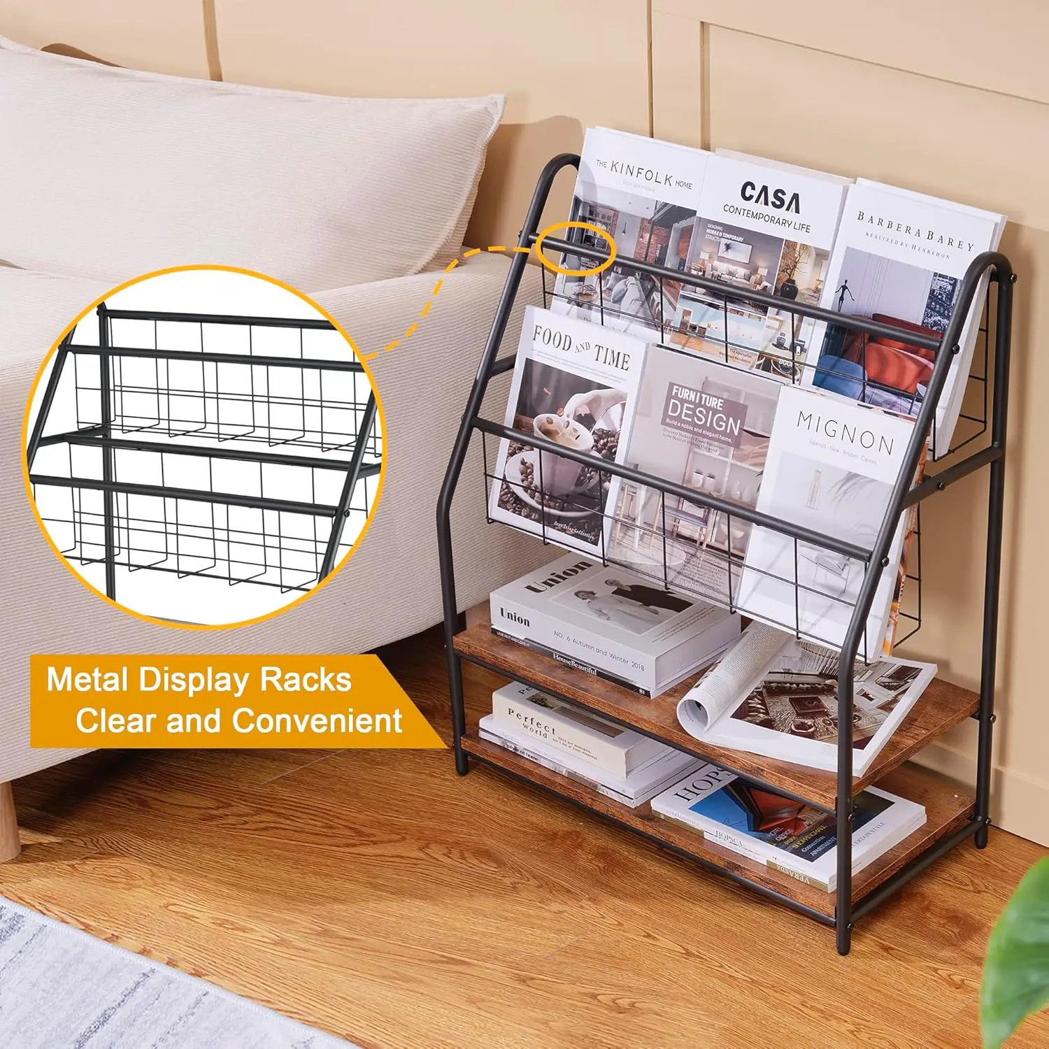 Four Tiers Floor Standing  Magazine Display Rack
