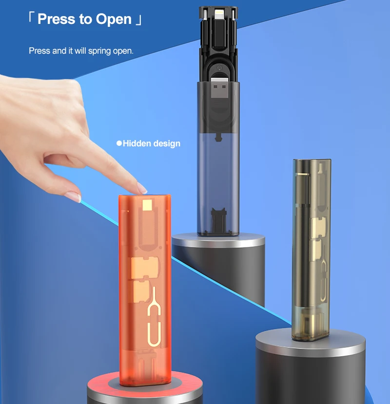 Huien Multifunctional Compact Cable Card USB Micro SD Card Store Type-C to Type-C Fast Charging Cable with Micro USB LT Adapter