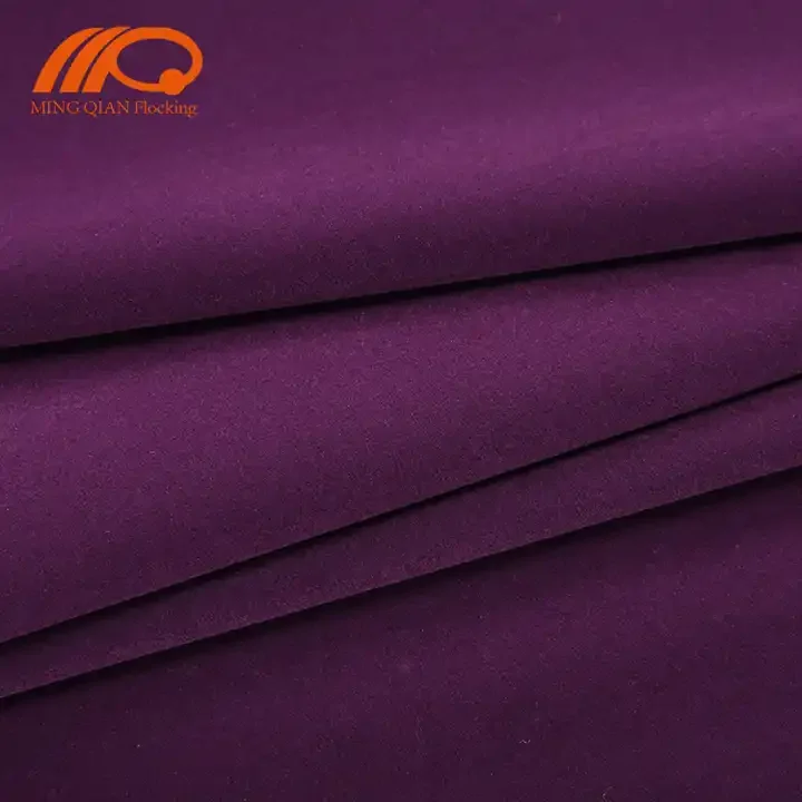 Multi colors high quality soft flock velvet fabric with knitting fabric base for jewelry box gift box & drawstring pouch