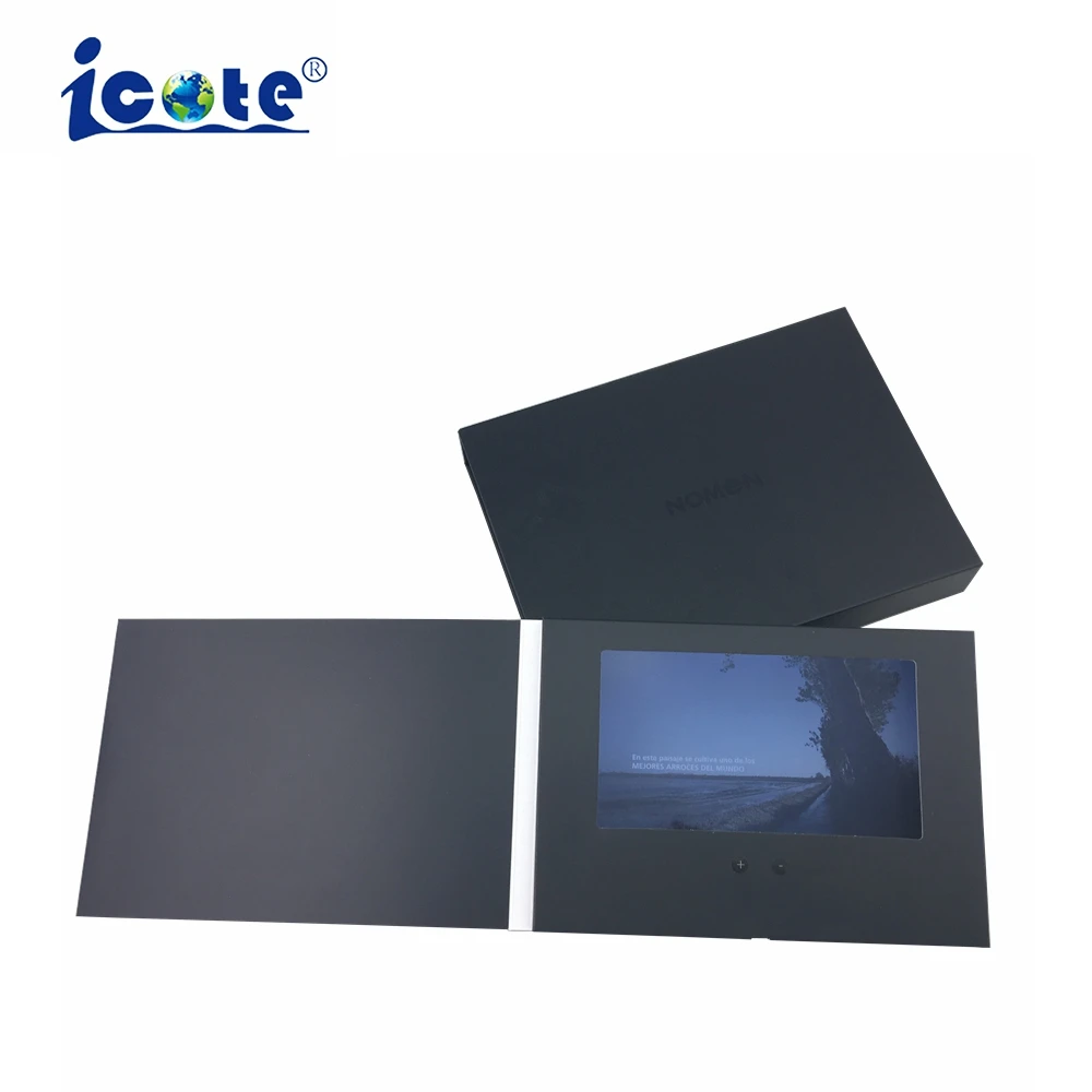 Customized Black Digital Video Brochure 7 Inch LCD Digital Video Card Black Video Box For Advertising Promotion