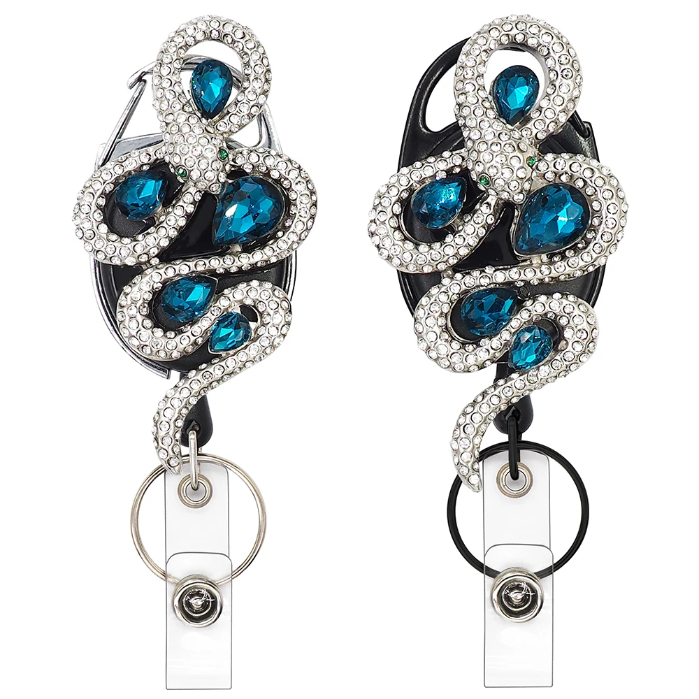 Amazon NEW upgrade luxury crystal Rhinestone diamonds micro paved  keychain buckle Retractable Jewelry ID Card holder badge reel