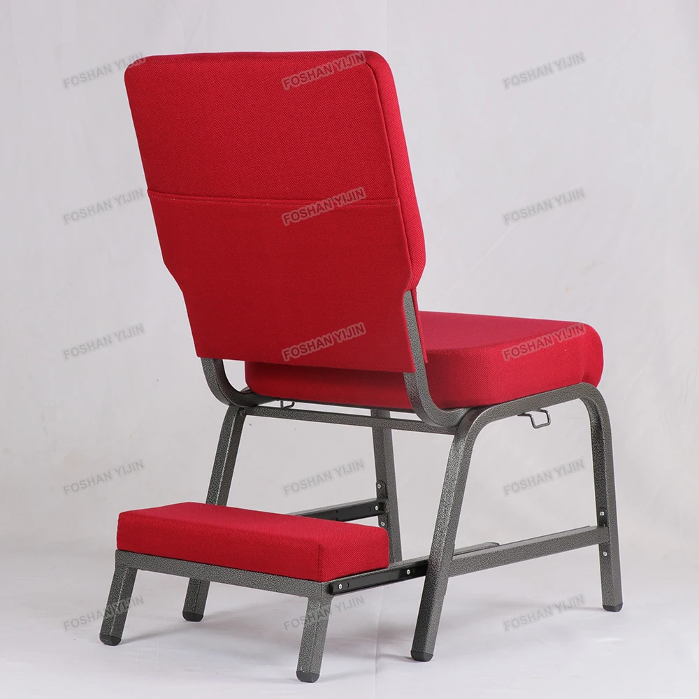 Iron Metal Basket Chapel Furniture Prayer Church Chair with kneeler (YJ-CH086)