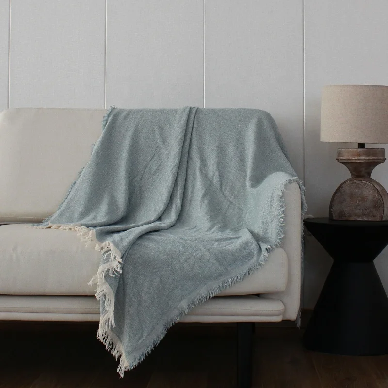 High quality wholesale chenille blanket tassel travel blanket soft cotton muslin blanket