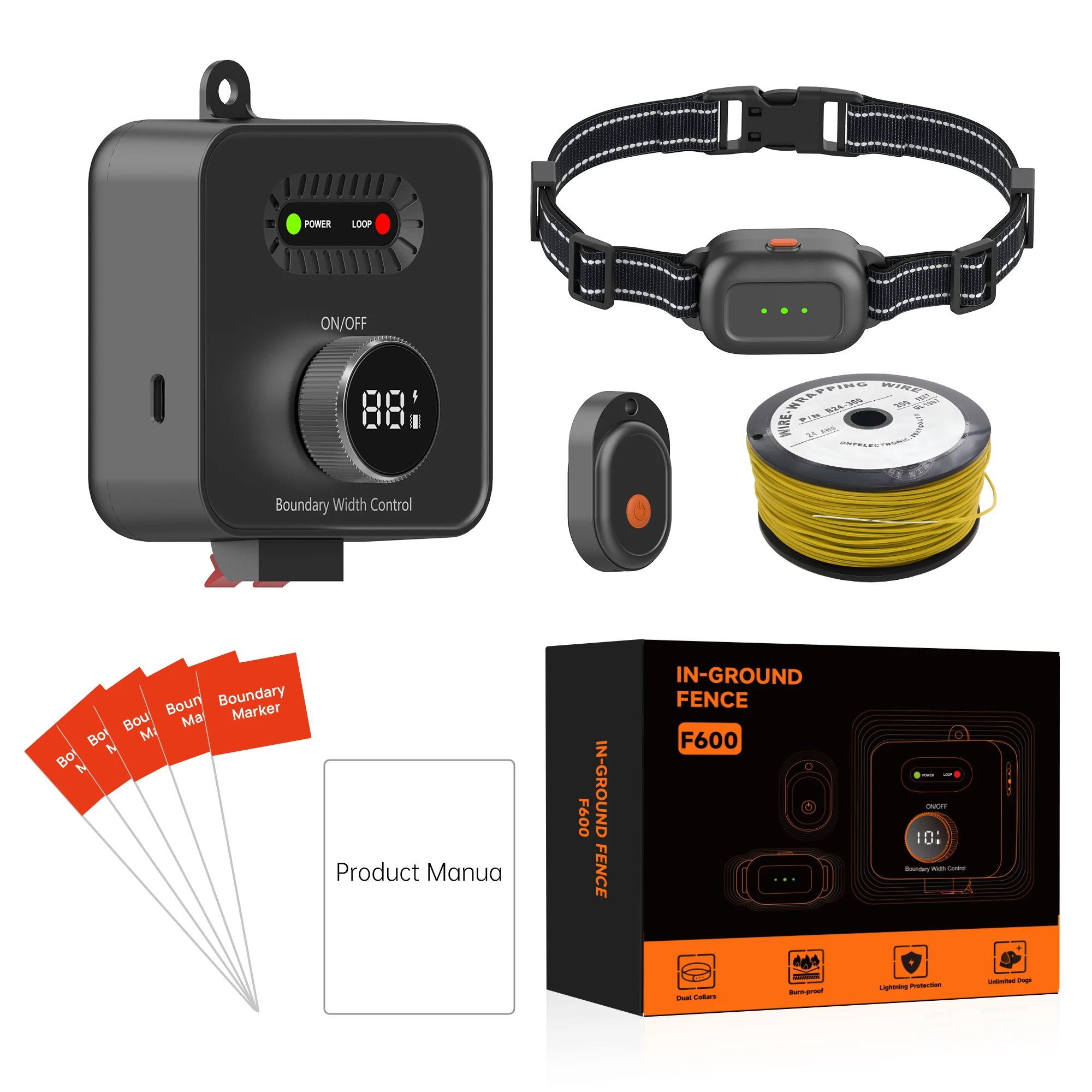 Portable Wired Electric Pet Dog In-Ground Fence Custom Weight Buried Wire Dog Training System with Underground Shock Collar