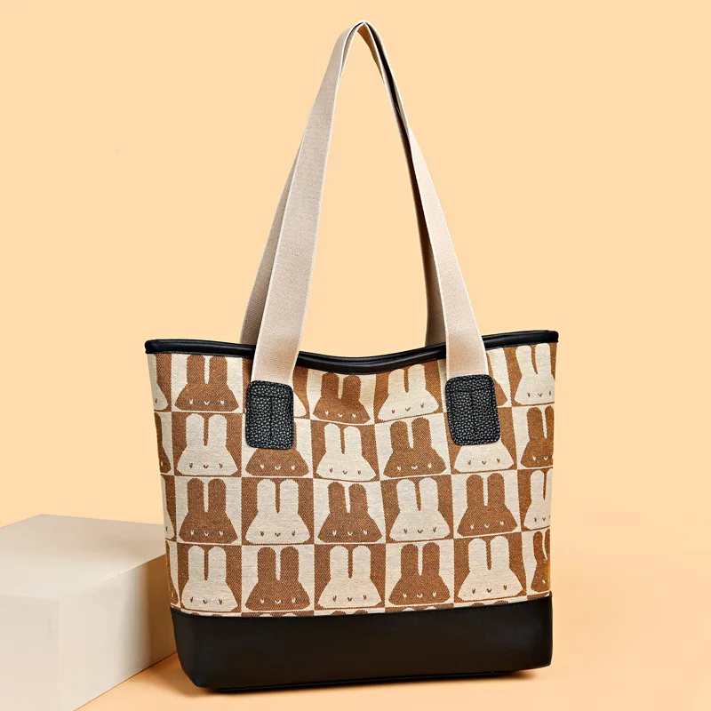 Canvas Tote Bag Simple Fashion  Leisure  Bag for Work  Lightly  Shopping Shoulder Bag A Cool Gift for Women(Black Grille)