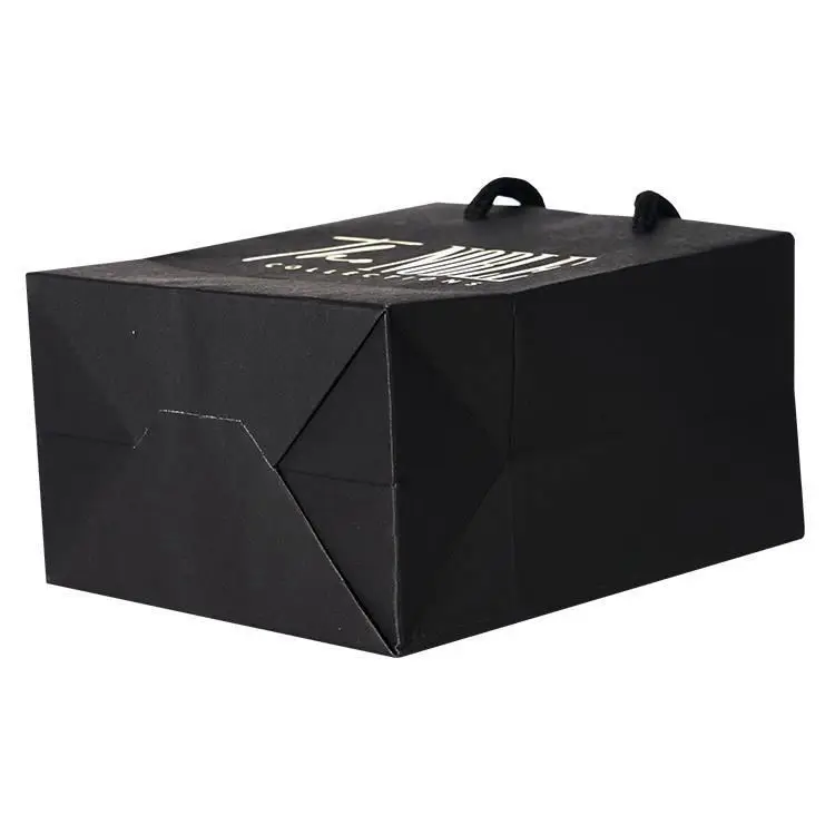 Wholesale christmas gift printed handle black luxury amazon top seller cheap price custom shopping paper bag with logo