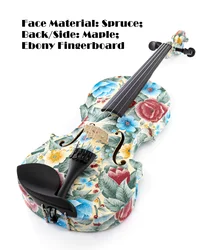 Kinglos brand professional handmade solid wood student 4/4 quality colorful acoustic violin