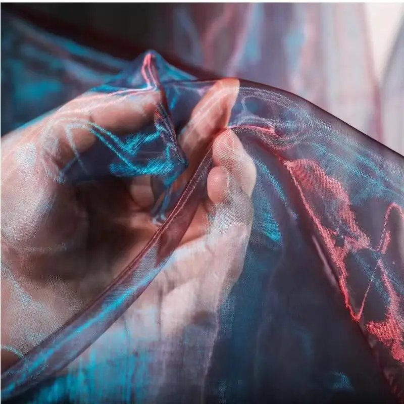 2023 Customization shiny two tone organza rainbow fabric for making dress wedding