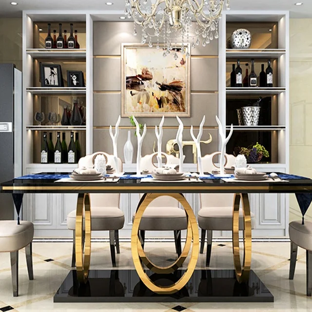 Buy furniture from china online 8 seater marble dining table