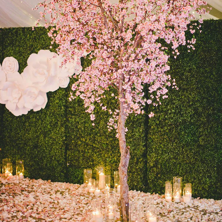 Fiberglass Artificial Flower Pink Cherry Tree Blossoms Plants For Outside Home Decoration