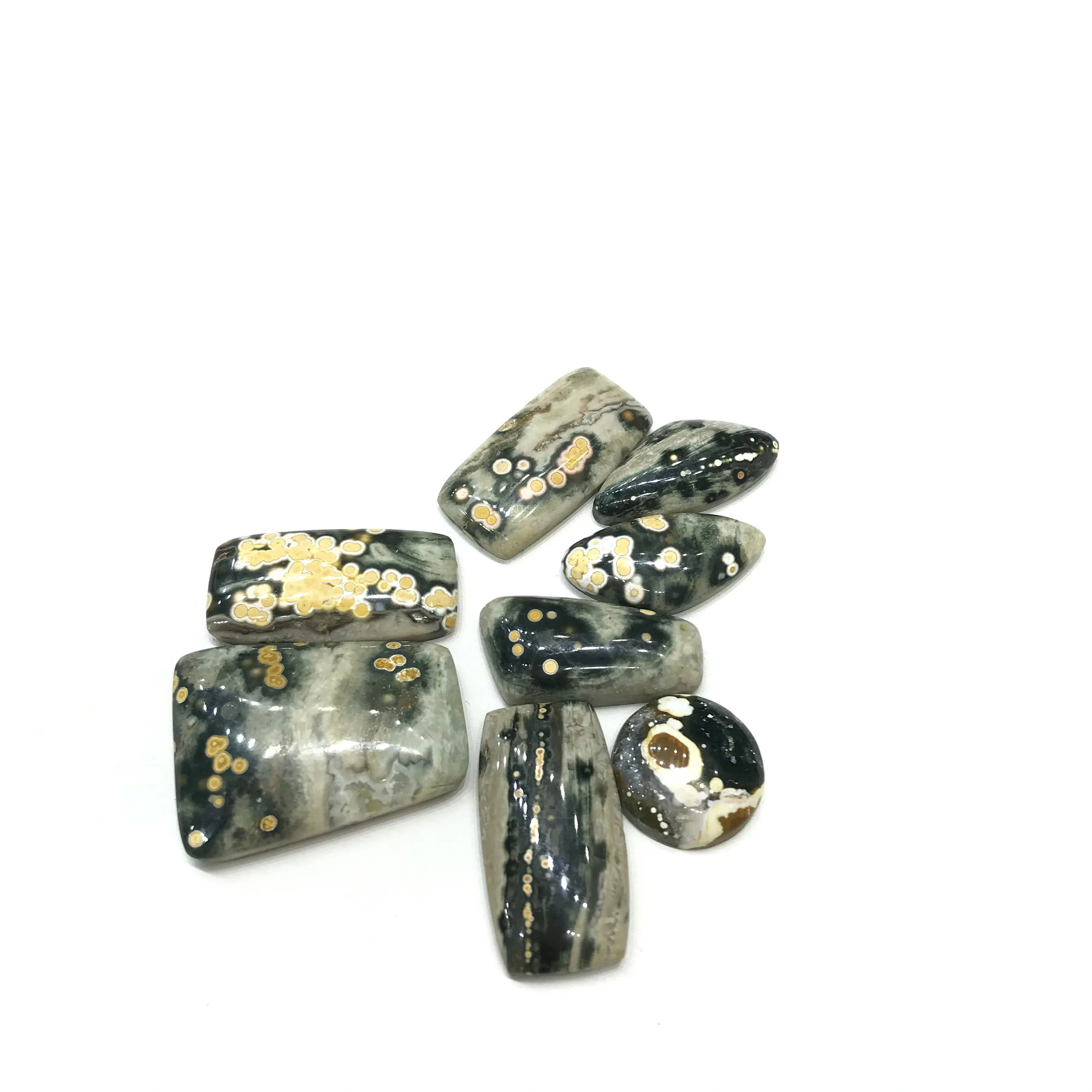 Wholesale Natural Bubble Ocean Jasper Crystal Pendant Circle Square Teardrop For Decoration