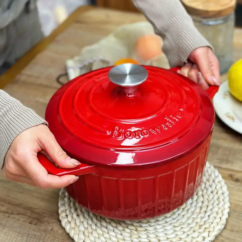 2023 New Trendy Hot Sale Kitchen Boil Soup Cookware Enameled Cast Iron Casserole Non Stick Frying Pan Dutch Oven Cast Iron Pot