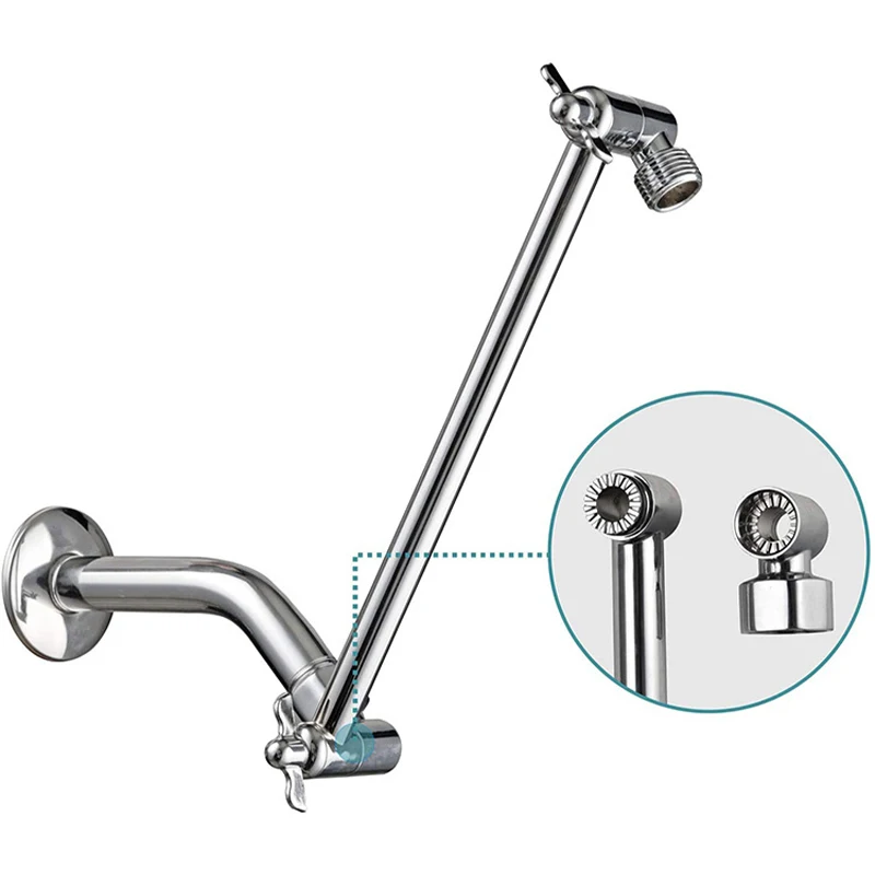 SANIPRO Bathroom Top Spray Connection Adjustable Bend Sprinkler Arm Extended Rod Support Shower Arm Extension with Lock Joints