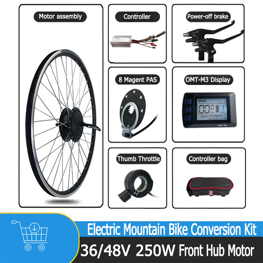 36V 48V 250w 16 20 24 26 27.5 28 29 700cc Inch Front Wheel Hub Motor Kit Mountain Bike Electric Bike Ebike Conversion Kit