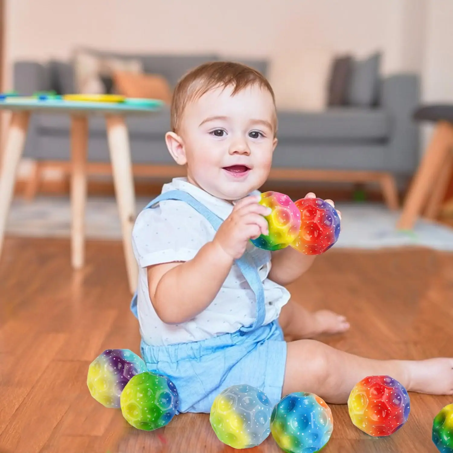 High Resilience Moon Shape Porous Bouncy Ball Anti-gravity Super Bouncy Multi-hole Astro Jump Ball Mini High Bouncing Ball