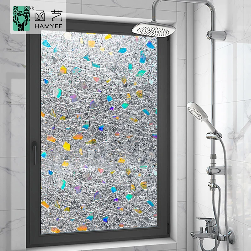 Static cling decorative frosted window film with design glass sticker rainbow window tint vinyl film for privacy