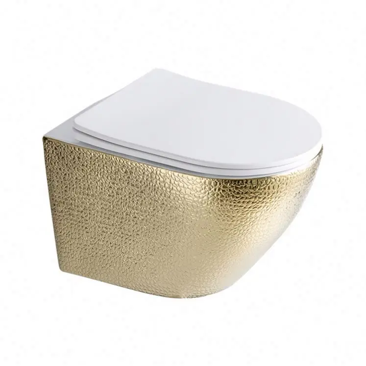 bathroom black with gold color brown toilet accessories set ceramic pattern modern black wall hung toilet