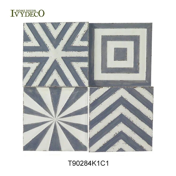 IVYDECO 3D Effect Mosaic Pattern Design Wall Hanging Plaque Modern Metal Pallet Wall Art Sign Plaques