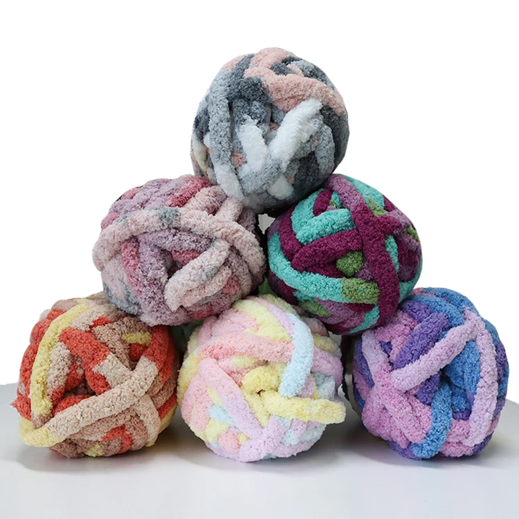Wholesale Arm Knitting Soft Crocheting Bulk Polyester Chunky Chenille Yarn for Hand Knitting