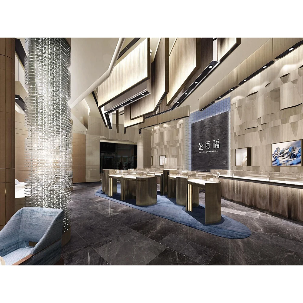 Bespoke Luxury Jewelry Shop Display Kiosk Retail Shopping Mall Display Showcase for Jewellery Jewelry Store interior design